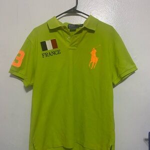 Vintage Ralph Lauren Lime Green Polo Shirt with Orange Accents